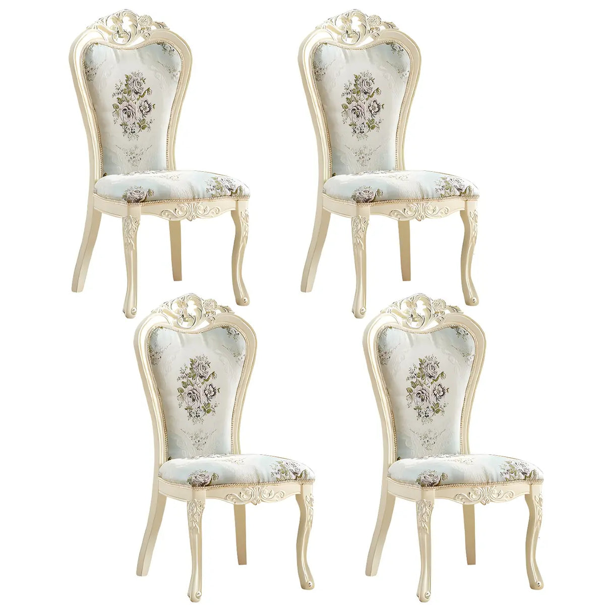 Victorian Apricot Birch Chenille Dining Side Chair Image - 21