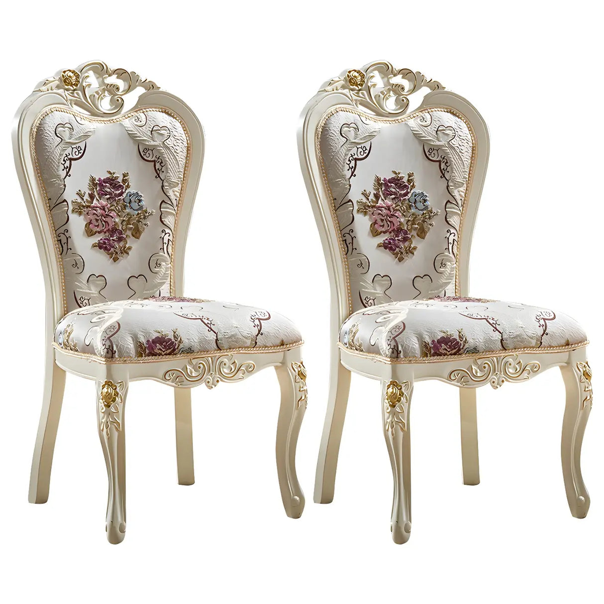 Victorian Apricot Birch Chenille Dining Side Chair Image - 23