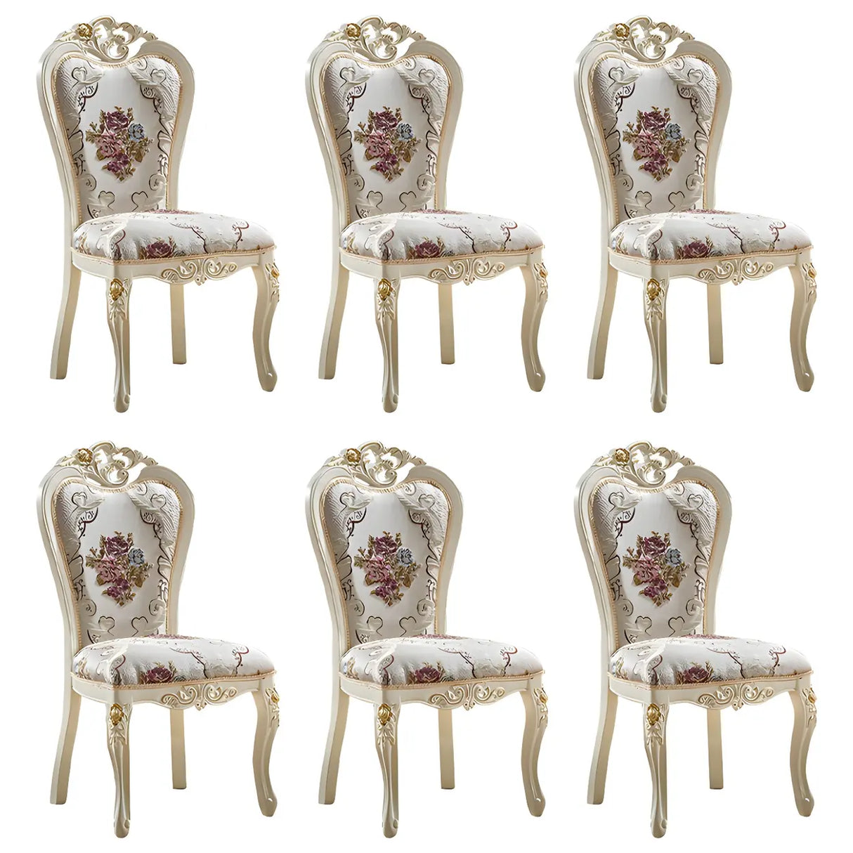 Victorian Apricot Birch Chenille Dining Side Chair Image - 25