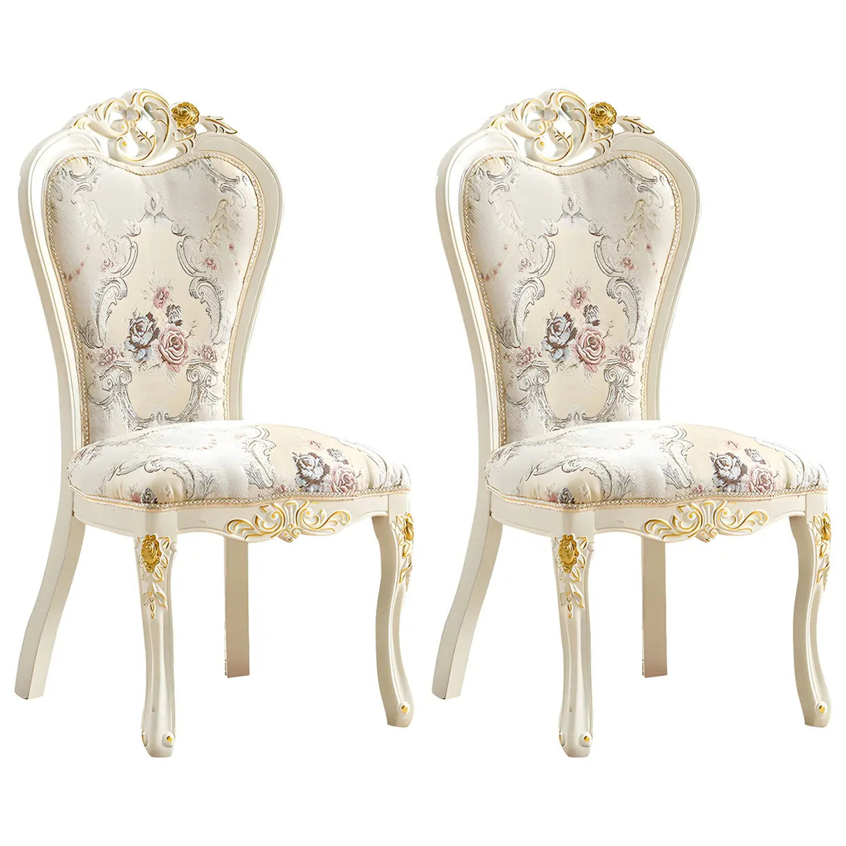 Victorian Apricot Birch Chenille Dining Side Chair Image - 26