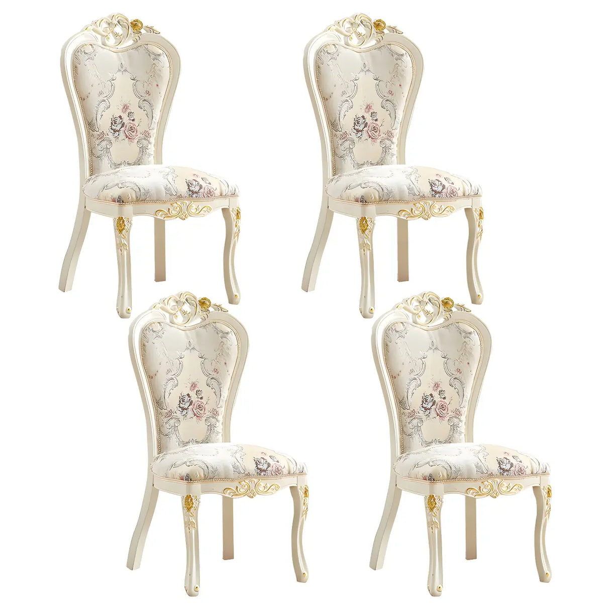 Victorian Apricot Birch Chenille Dining Side Chair Image - 27