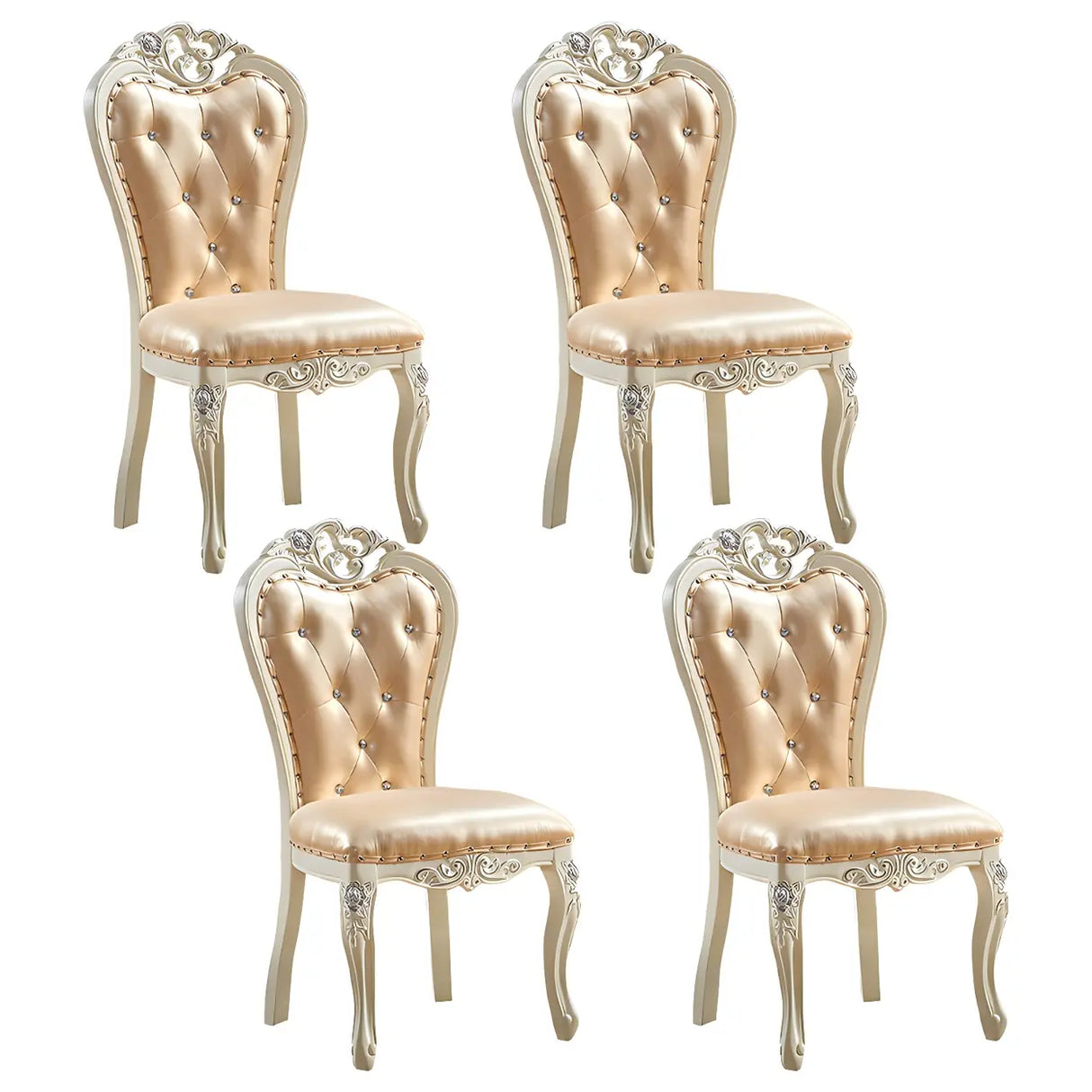 Victorian Apricot Birch Chenille Dining Side Chair Image - 30