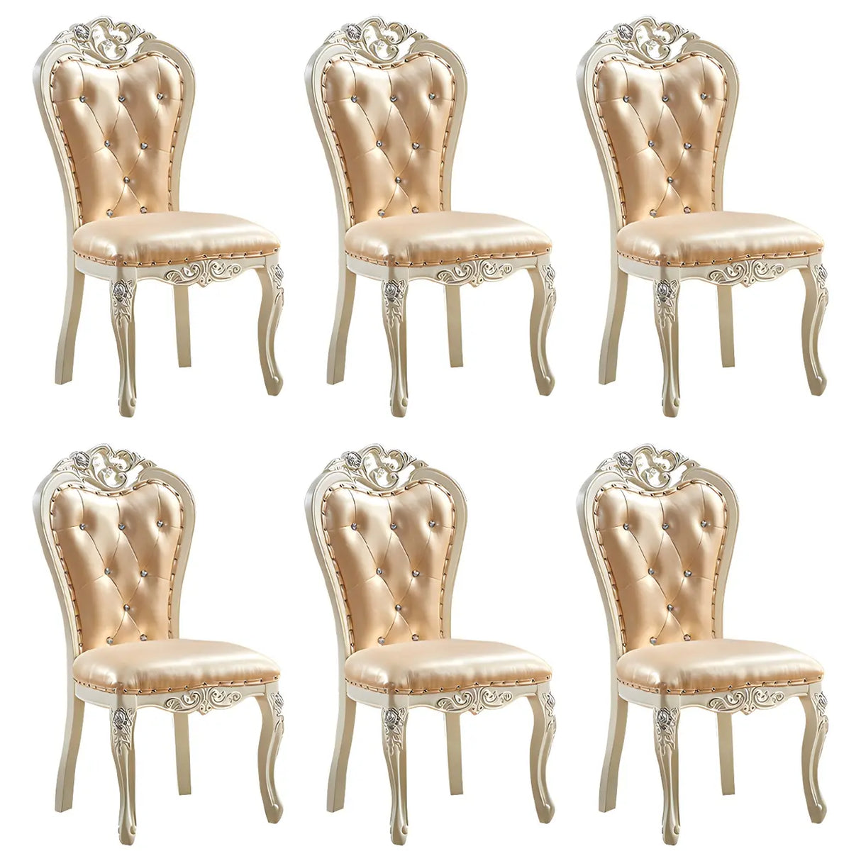 Victorian Apricot Birch Chenille Dining Side Chair Image - 31