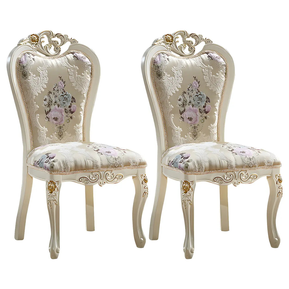 Victorian Apricot Birch Chenille Dining Side Chair Image - 35