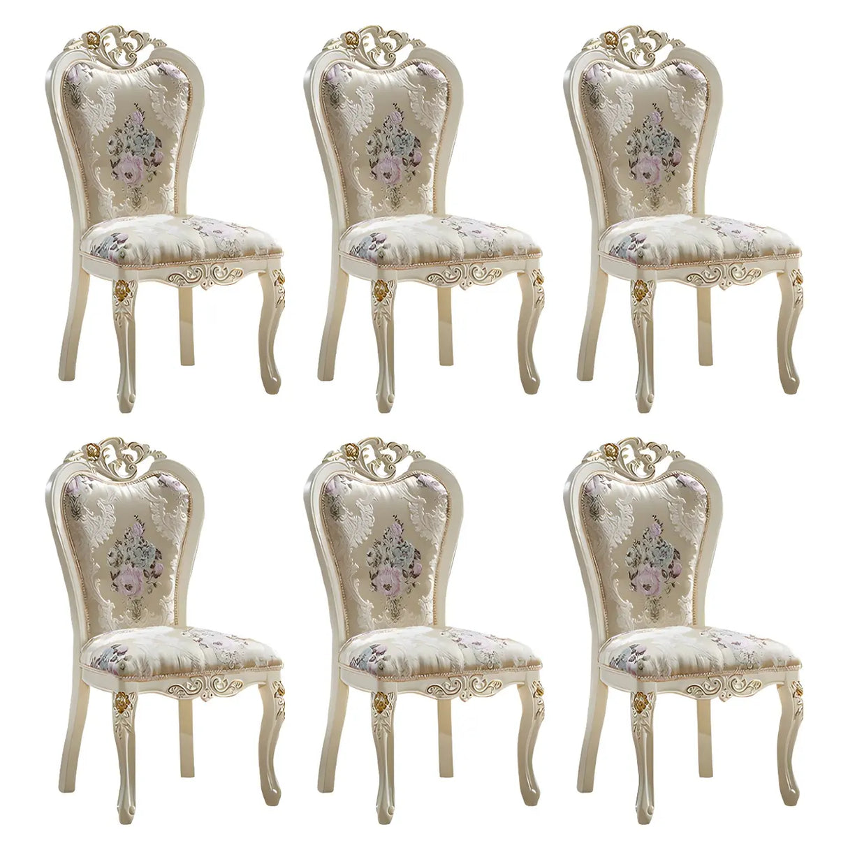 Victorian Apricot Birch Chenille Dining Side Chair Image - 37