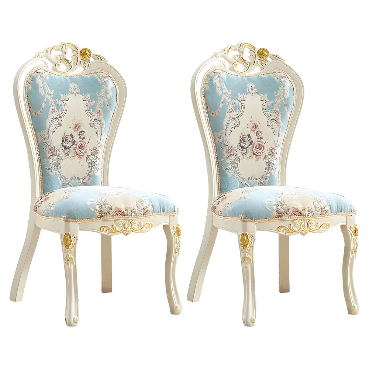 Victorian Apricot Birch Chenille Dining Side Chair Image - 8