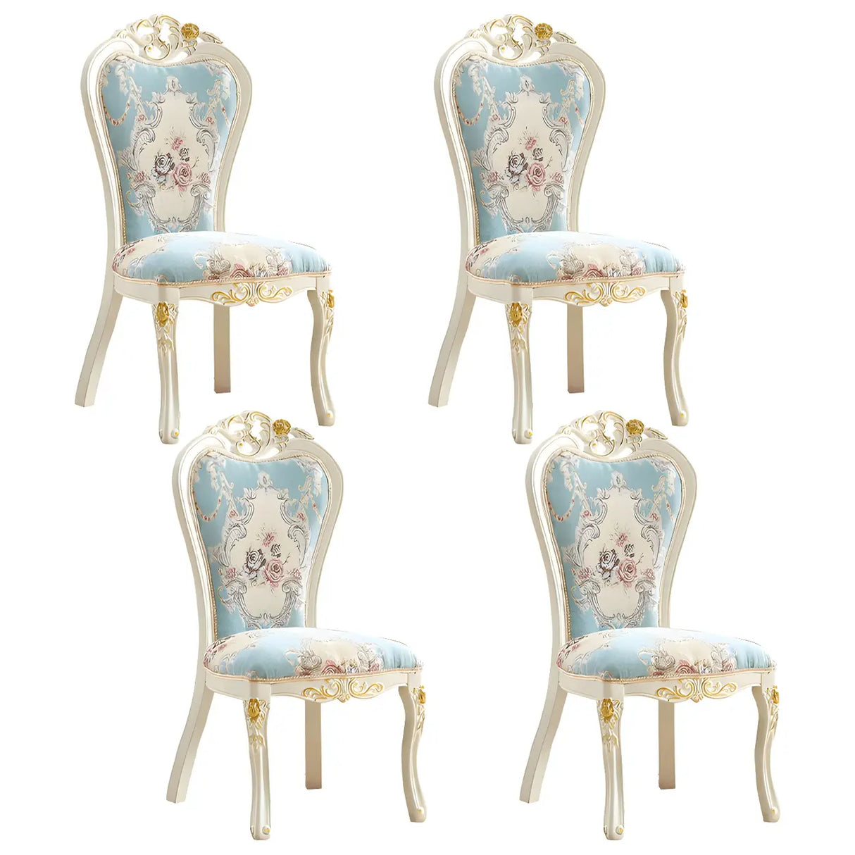 Victorian Apricot Birch Chenille Dining Side Chair Image - 9