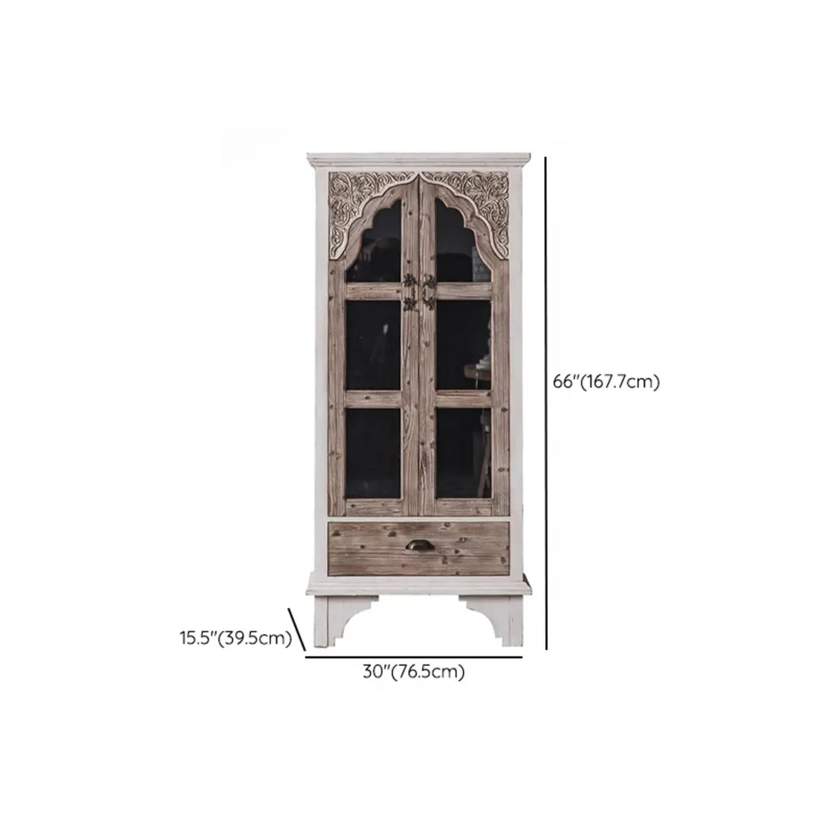 Victorian Curved Wooden Floor Dining China Cabinet Image - 28