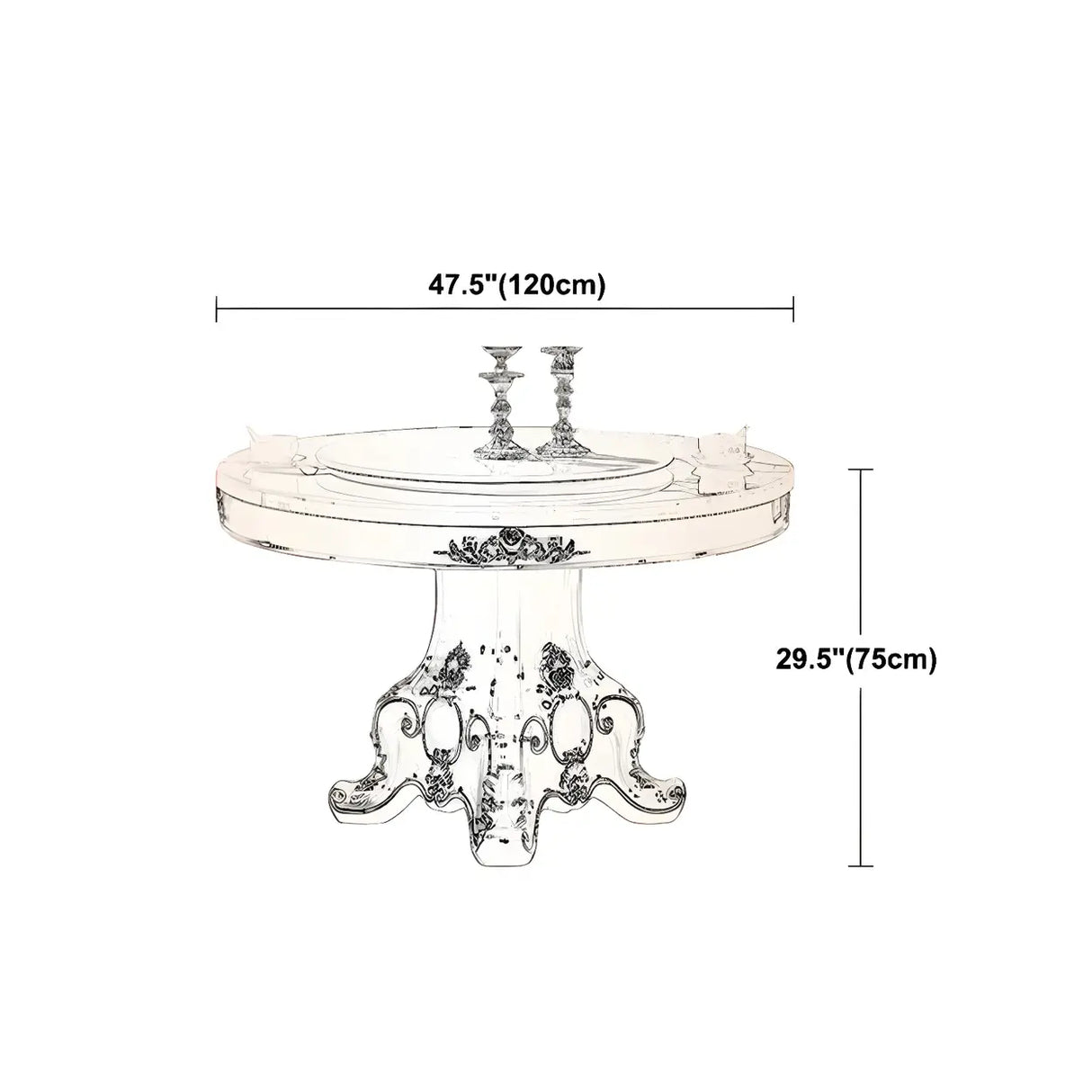 Victorian Round Marble White Scratch Resistant Dining Table Image - 10