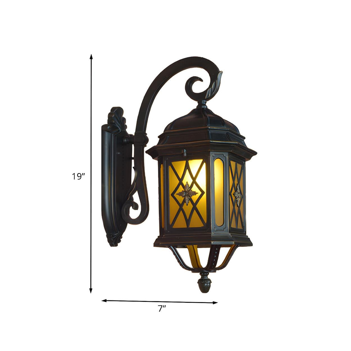 Victorian Style Black Outdoor Wall Lantern Sconce