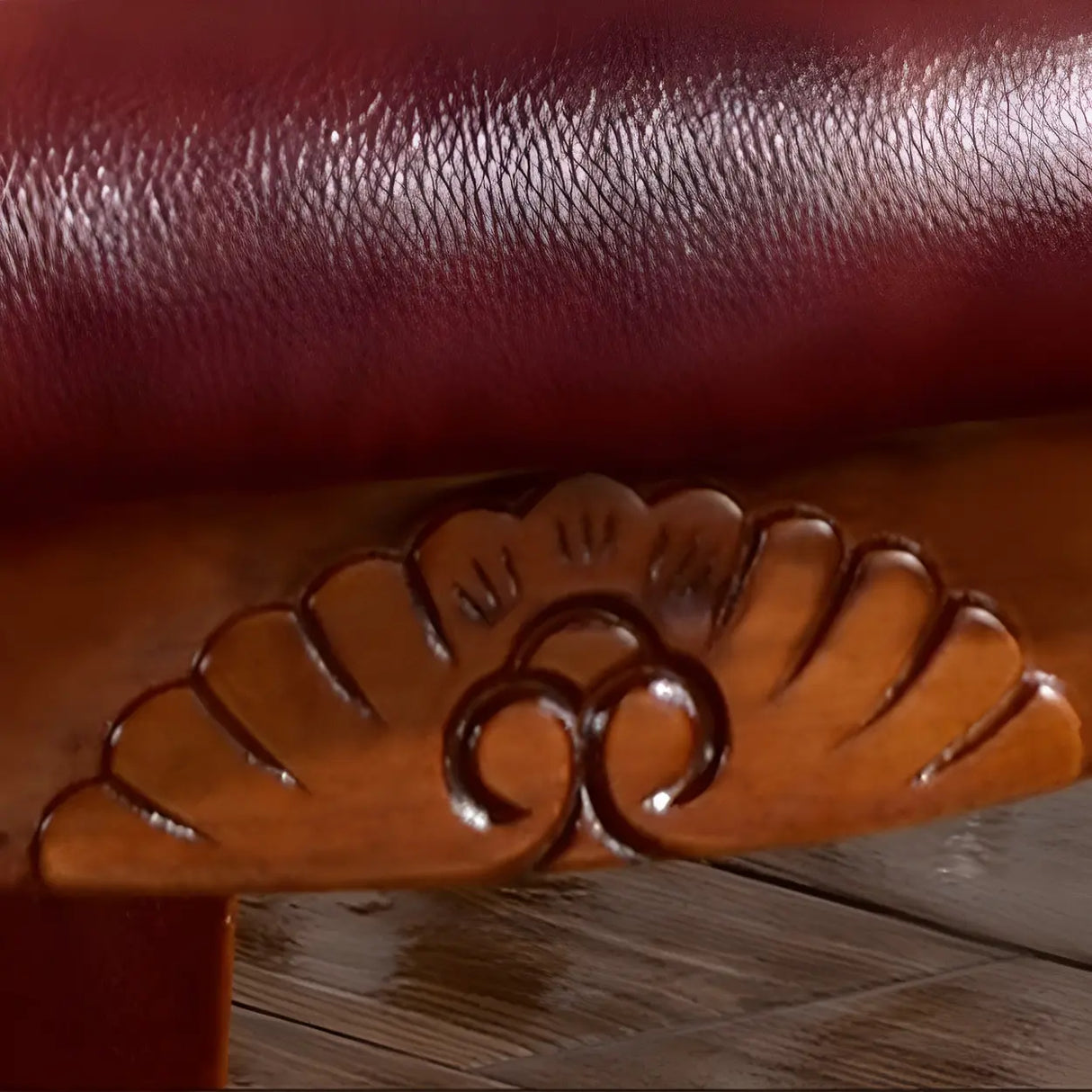 Victorian Walnut Wood Leg Leather Dining Side Chair Image - 11