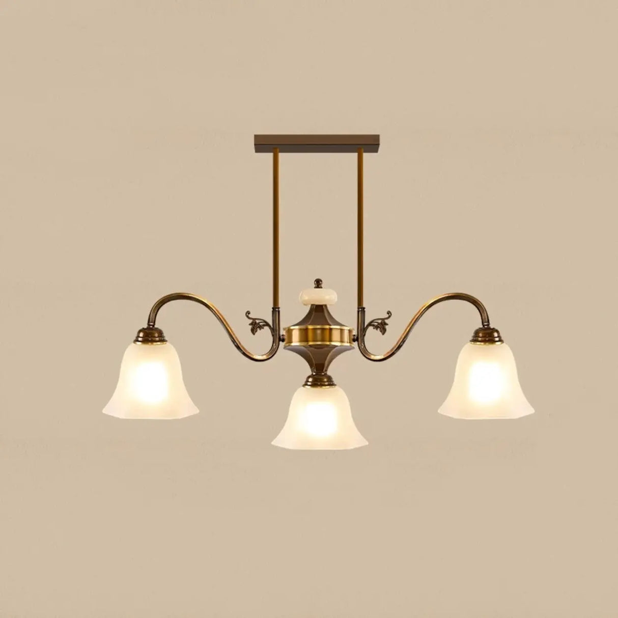 Vintage 3-Light Brown Bell Island Pendant Light Image - 4