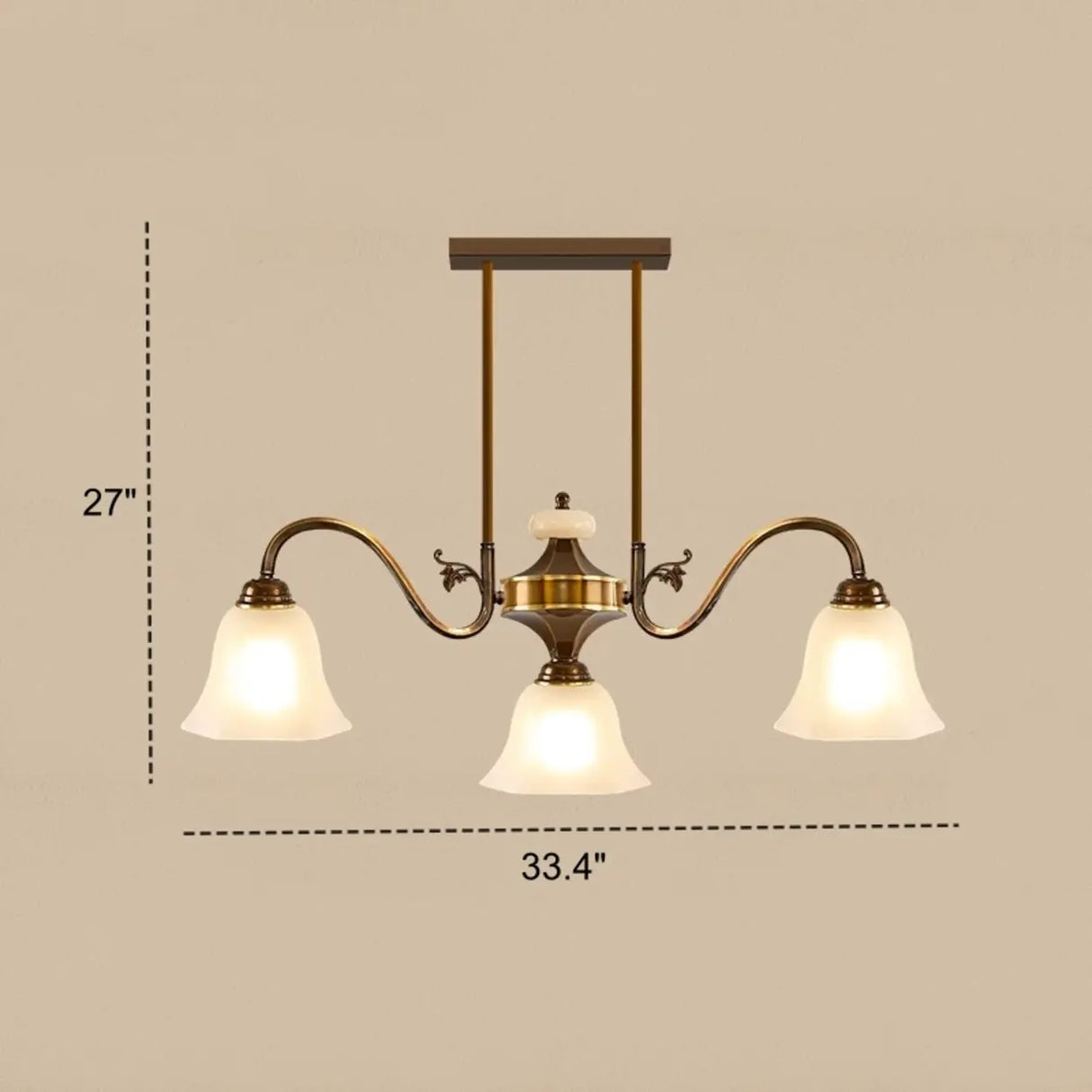 Vintage 3-Light Brown Bell Island Pendant Light