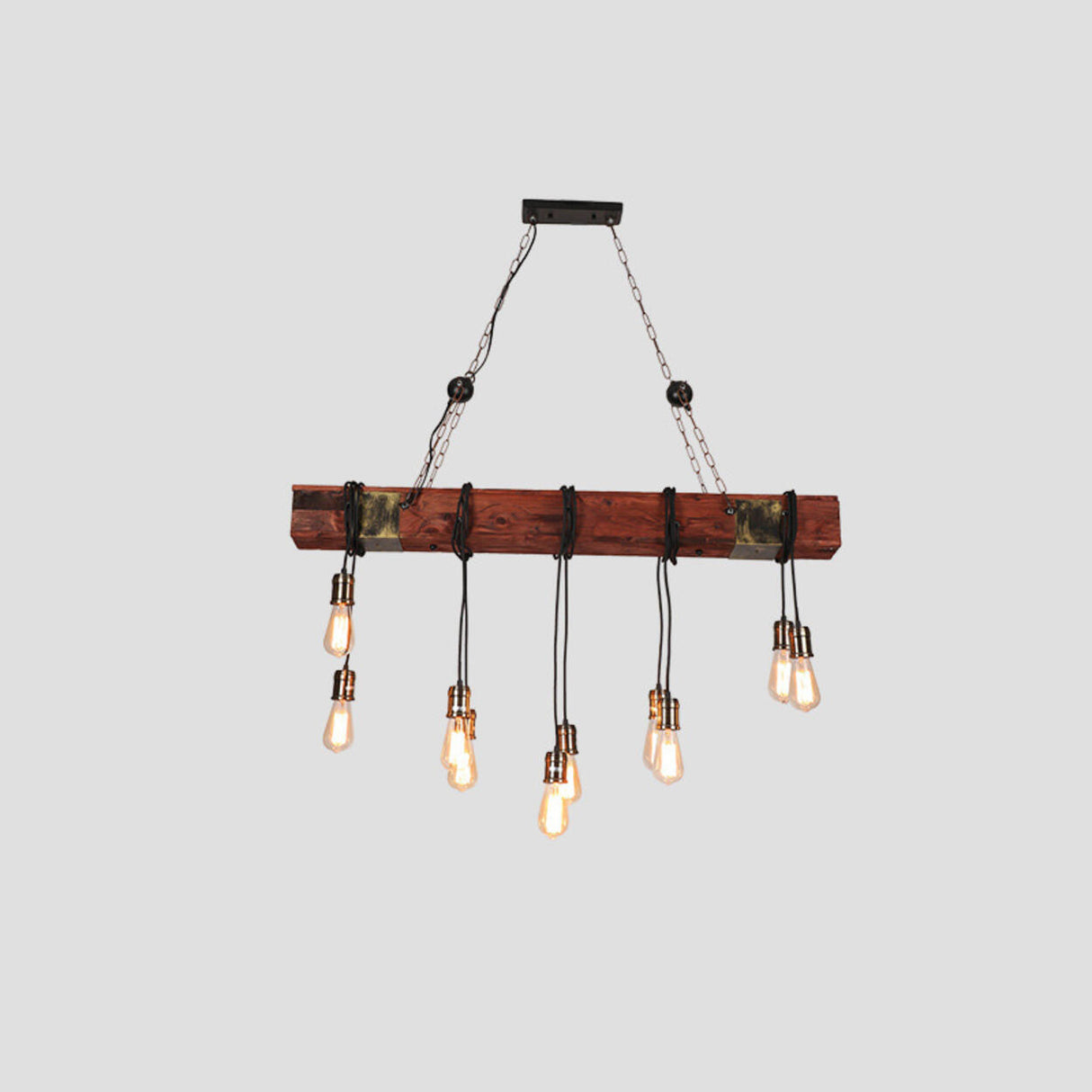 Vintage 6-Light Lantern and Rectangular Island Light Image - 13