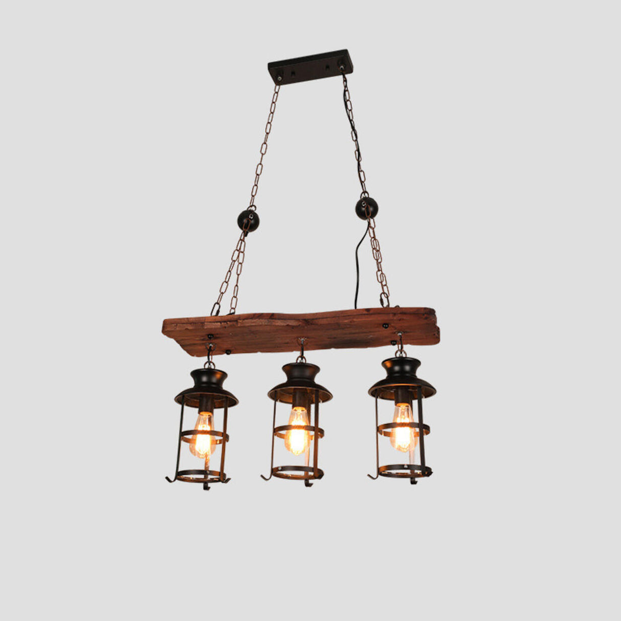 Vintage 6-Light Lantern and Rectangular Island Light Image - 3