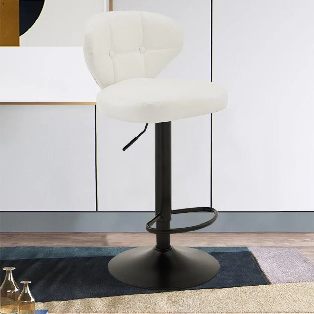 Vintage Adjustable Swivel Leather Padded Backrest Bar Stool Image - 15