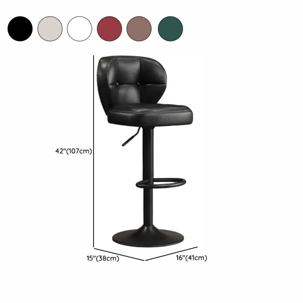 Vintage Adjustable Swivel Leather Padded Backrest Bar Stool