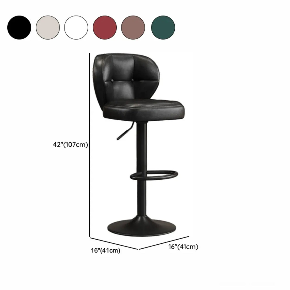 Vintage Adjustable Swivel Leather Padded Backrest Bar Stool