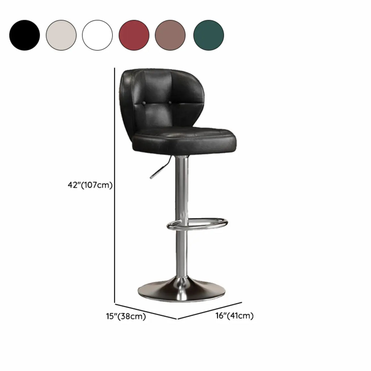 Vintage Adjustable Swivel Leather Padded Backrest Bar Stool Image - 21