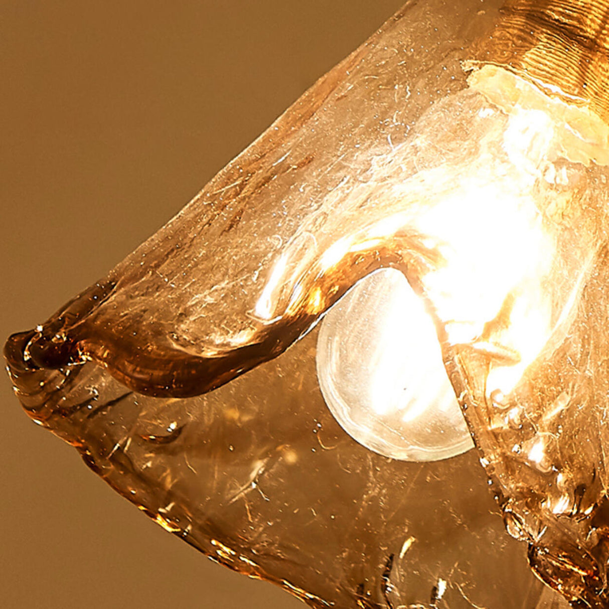 Vintage Amber Glass Pendant Light Adjustable Height Image - 11