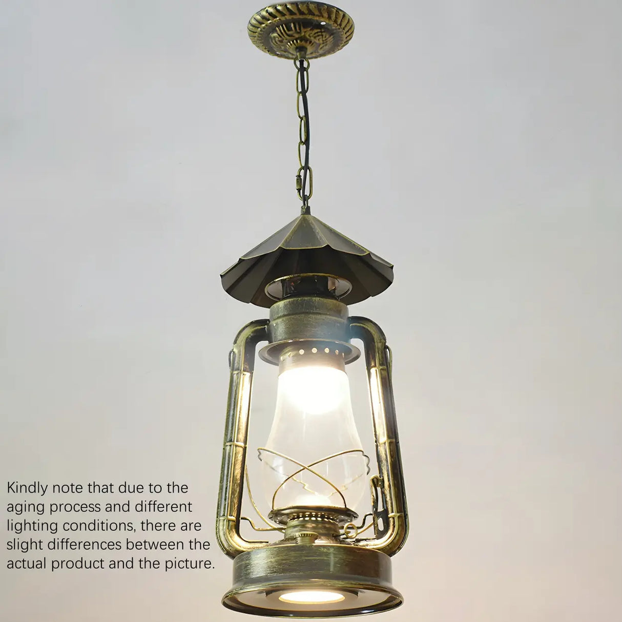 Vintage Antique Restaurant Brass Lantern Pendant Light Image - 14