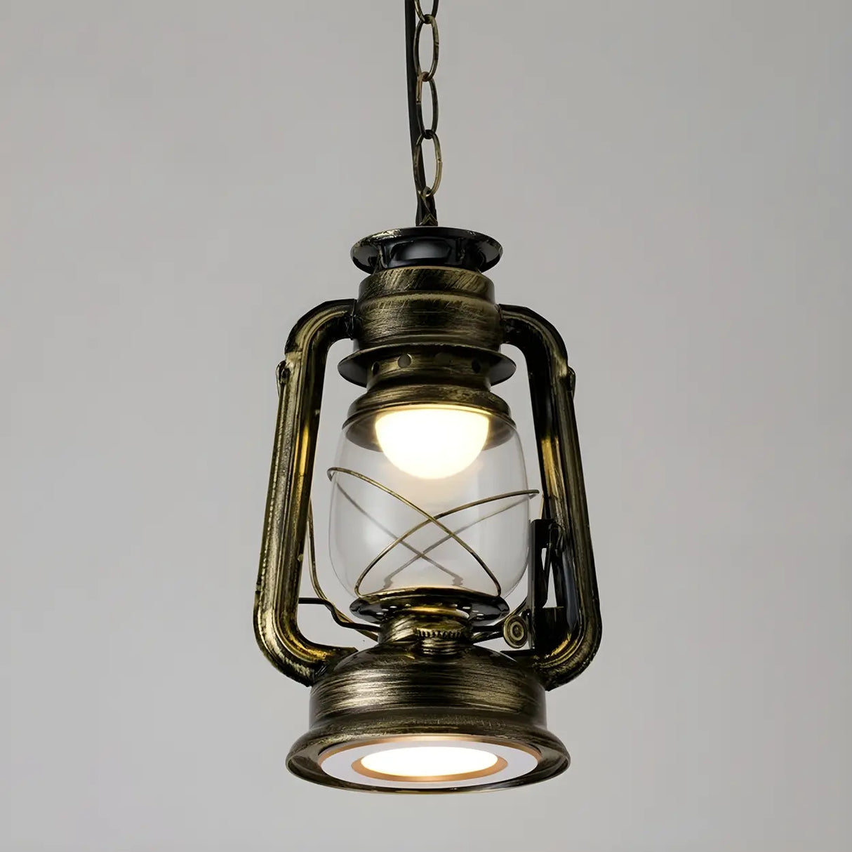 Vintage Antique Restaurant Brass Lantern Pendant Light Image - 16
