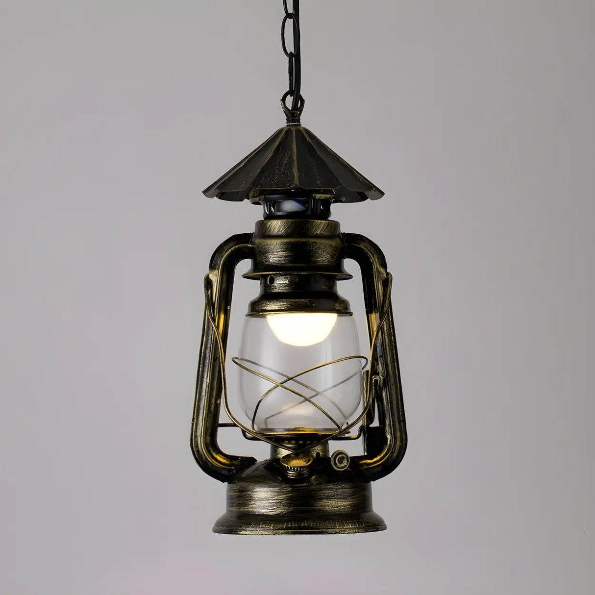 Vintage Antique Restaurant Brass Lantern Pendant Light Image - 18