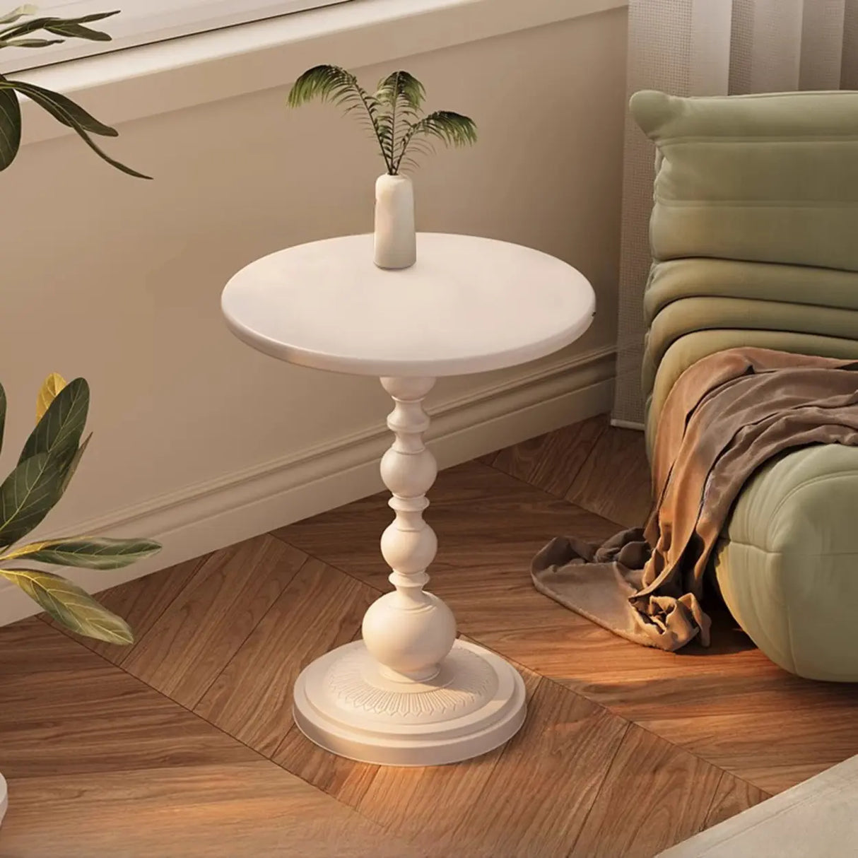 Vintage Artistic Patterns Black Round Wood Side Table Image - 19