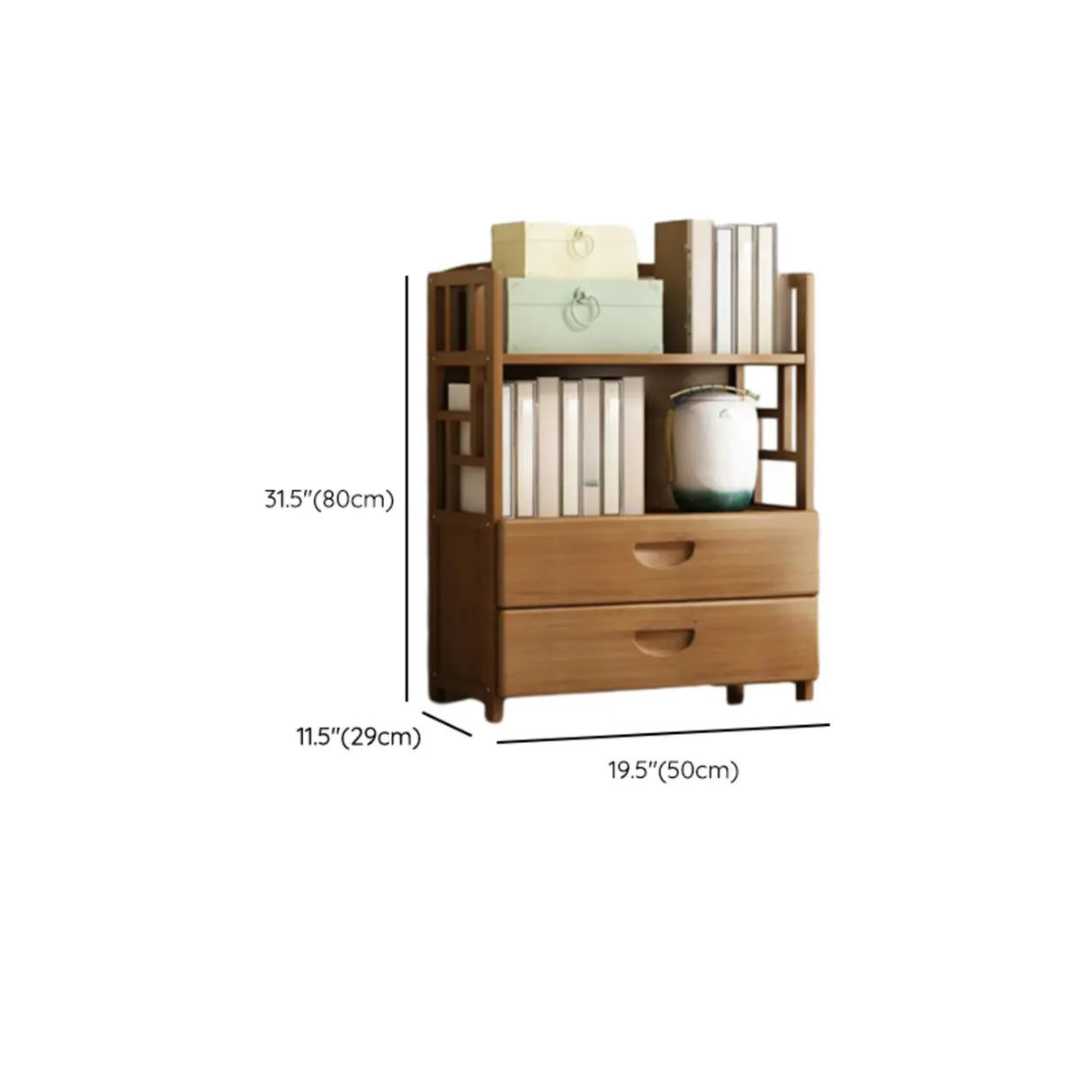 Vintage Bamboo Closed Back Brown Barrister Bookcase