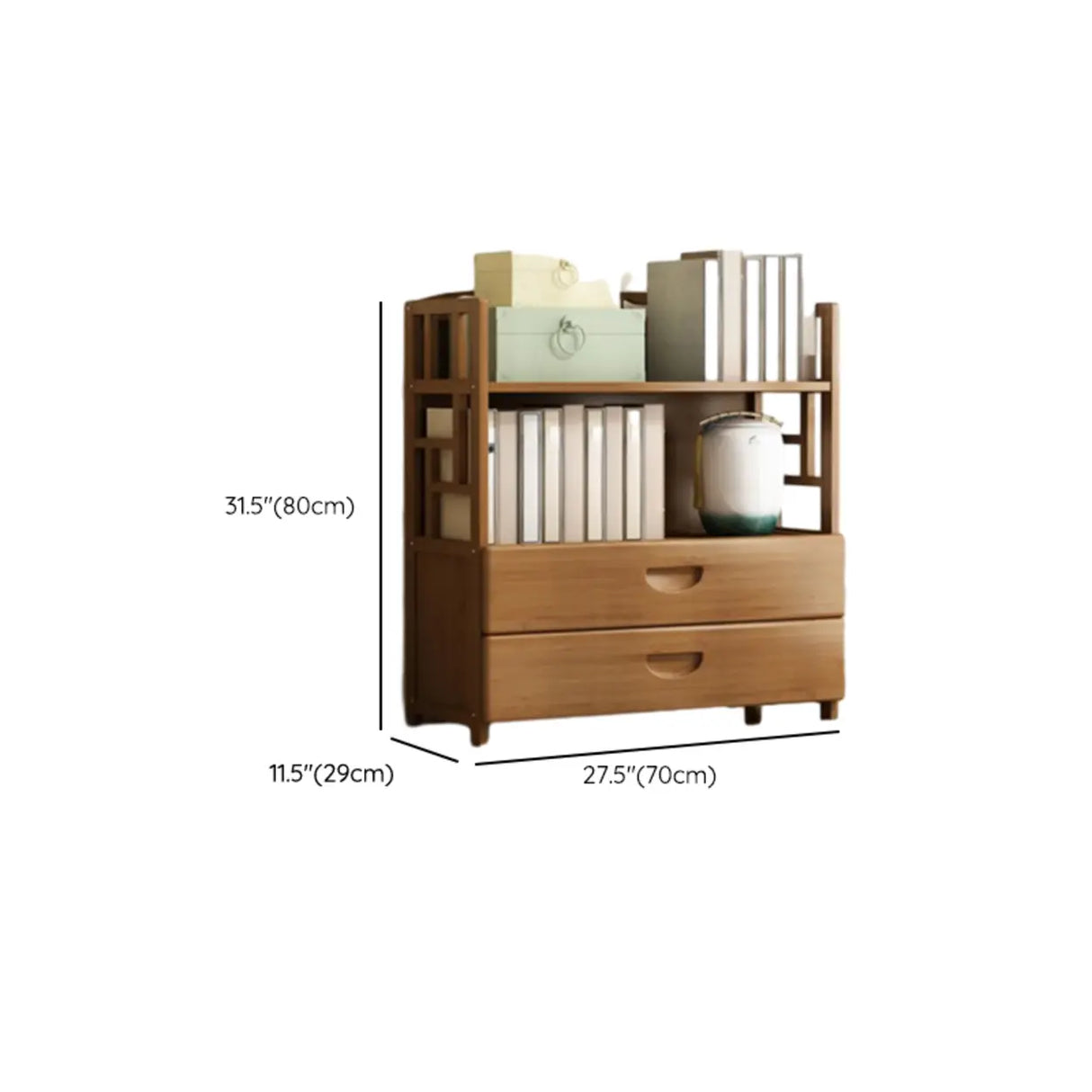 Vintage Bamboo Closed Back Brown Barrister Bookcase Image - 20