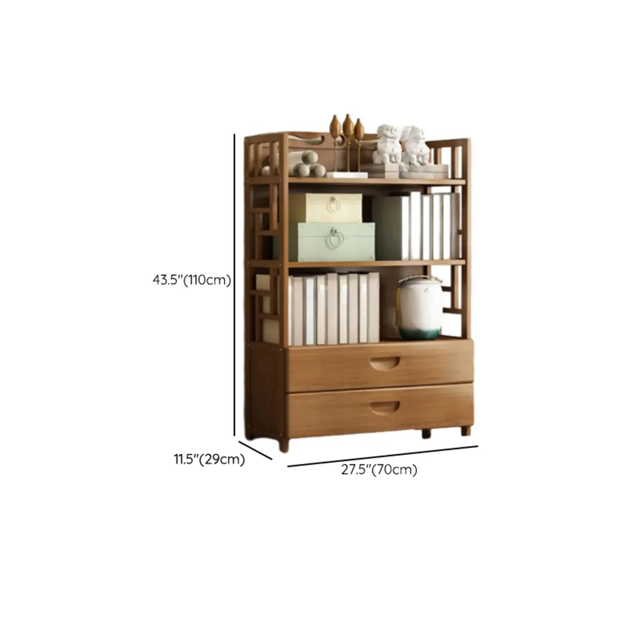 Vintage Bamboo Closed Back Brown Barrister Bookcase Image - 23