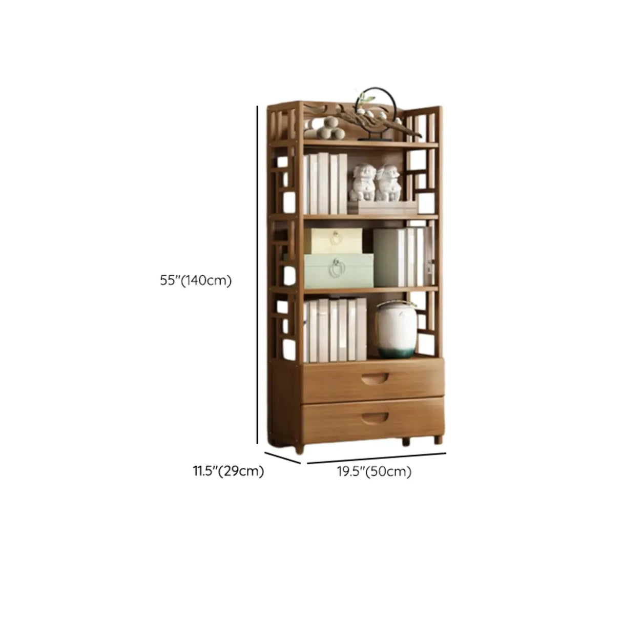 Vintage Bamboo Closed Back Brown Barrister Bookcase Image - 25