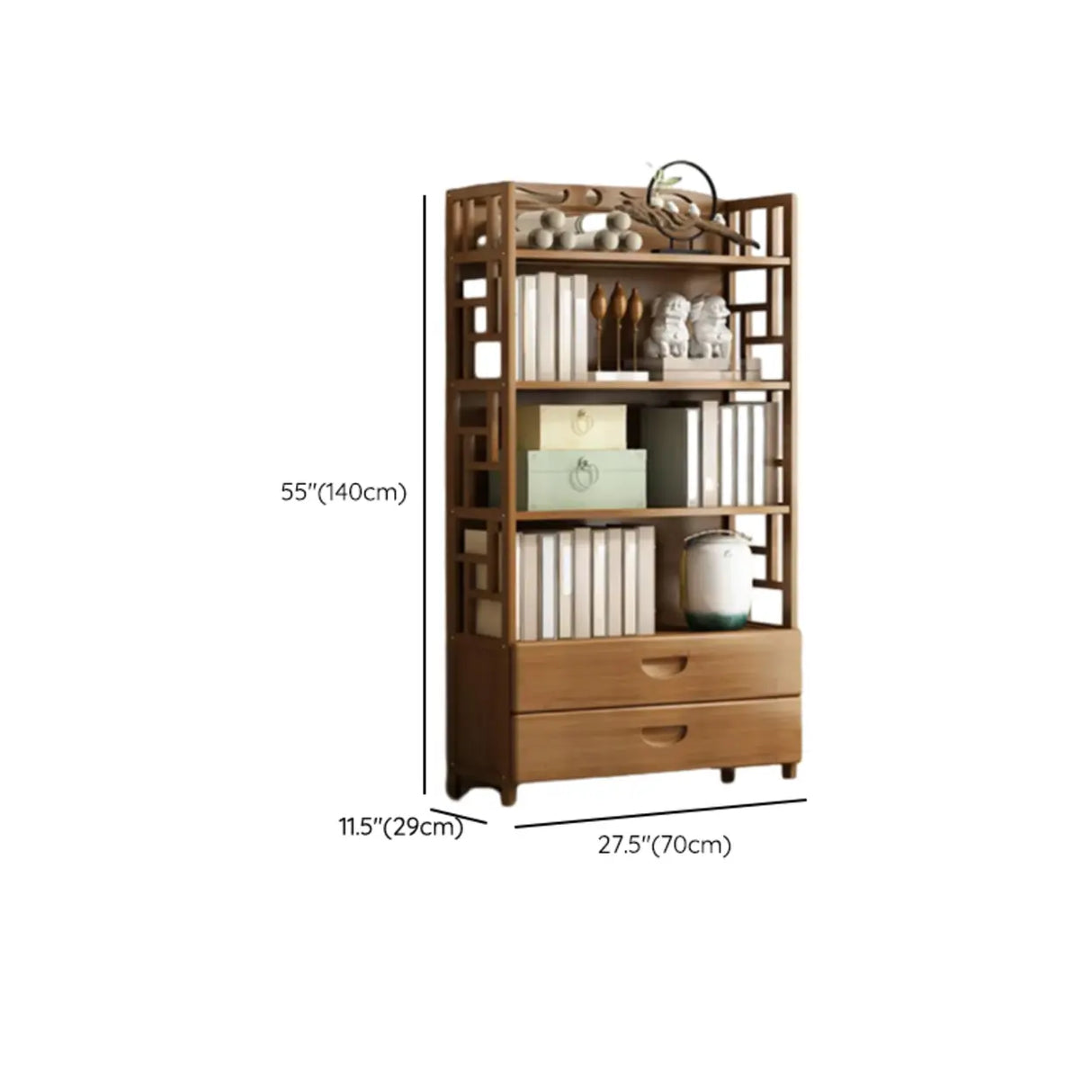 Vintage Bamboo Closed Back Brown Barrister Bookcase Image - 26