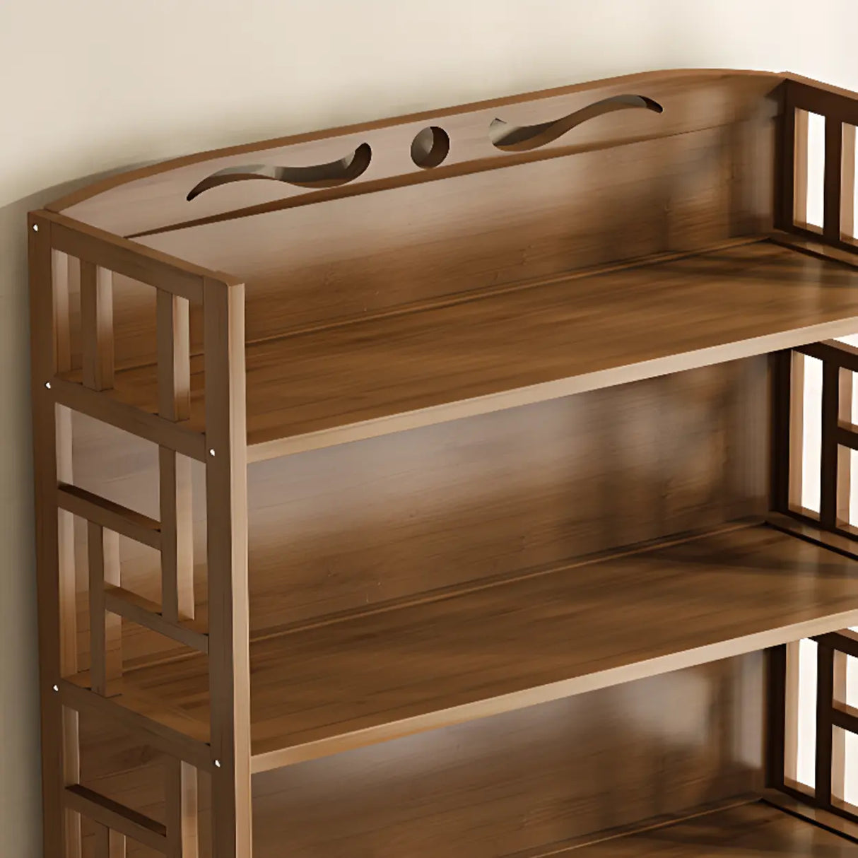 Vintage Bamboo Closed Back Brown Barrister Bookcase Image - 7