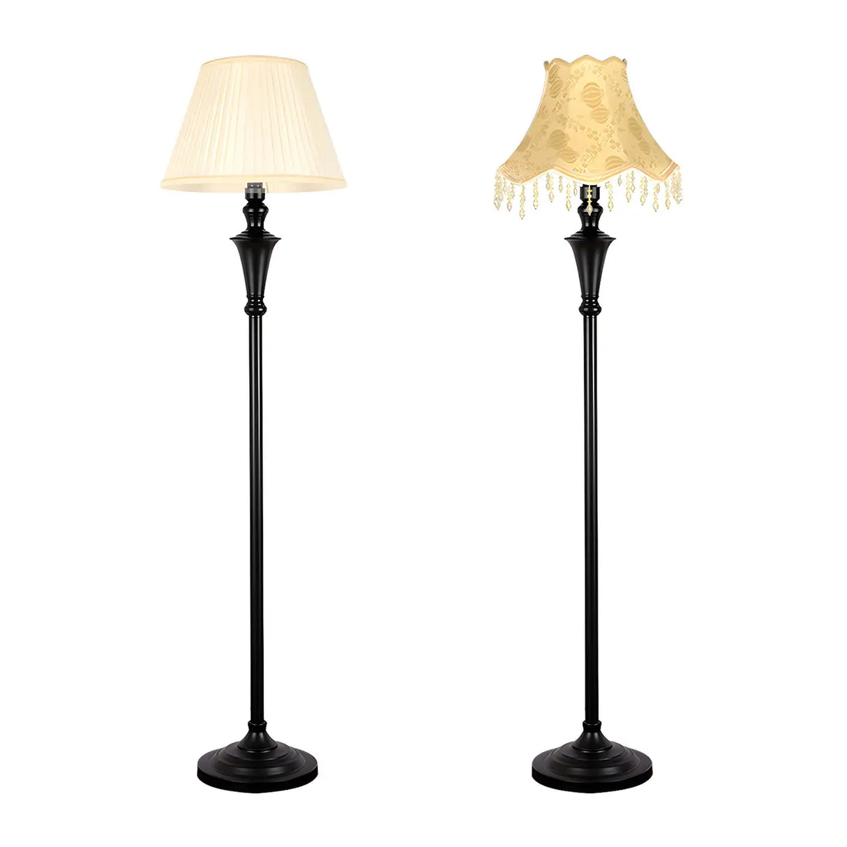 Vintage Beige Cone Shade Metal Frame LED Floor Lamp Image - 5