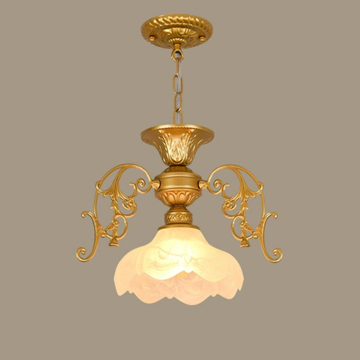 Vintage Black and Gold Floral Living Room Pendant Light Image - 10