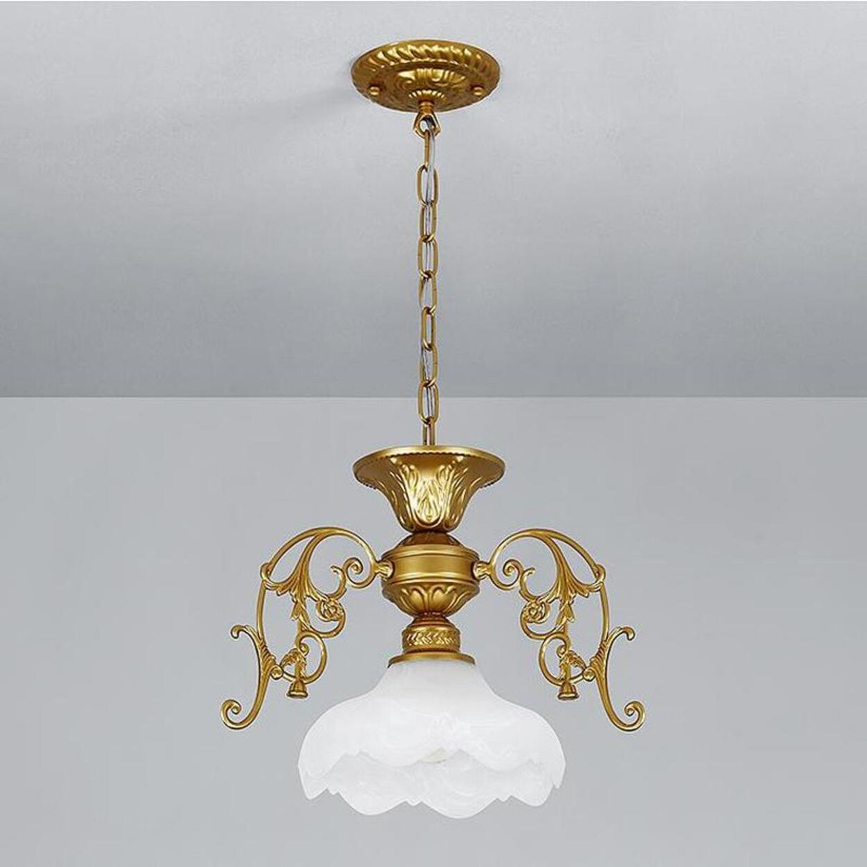 Vintage Black and Gold Floral Living Room Pendant Light Image - 12