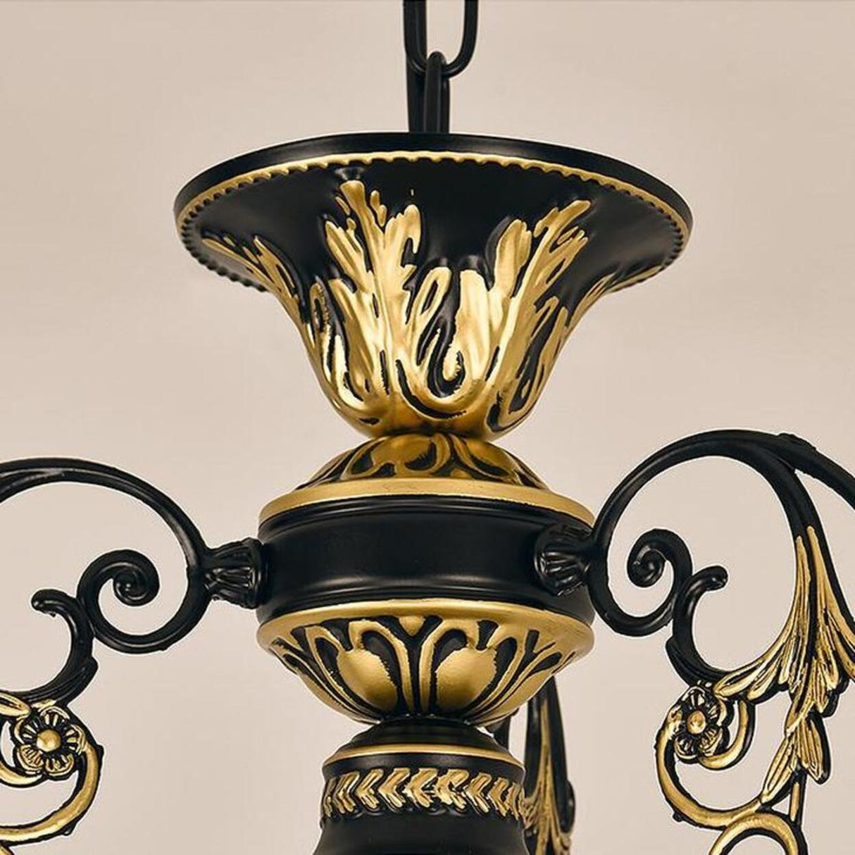 Vintage Black and Gold Floral Living Room Pendant Light Image - 13