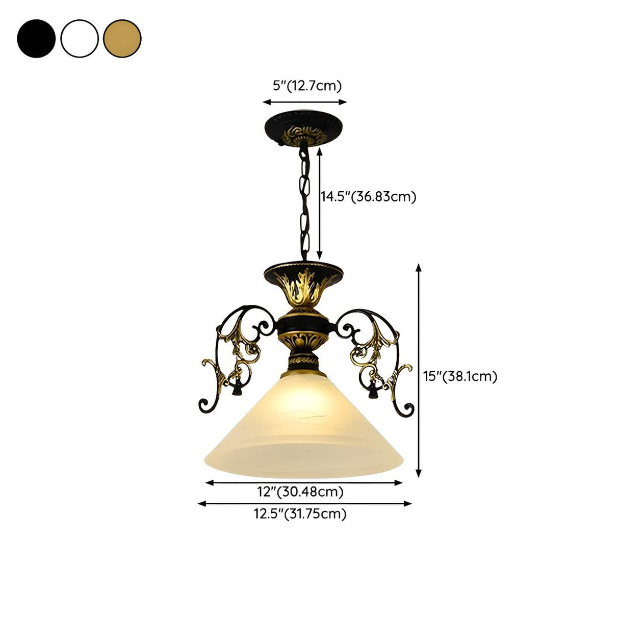 Vintage Black and Gold Floral Living Room Pendant Light Image - 20