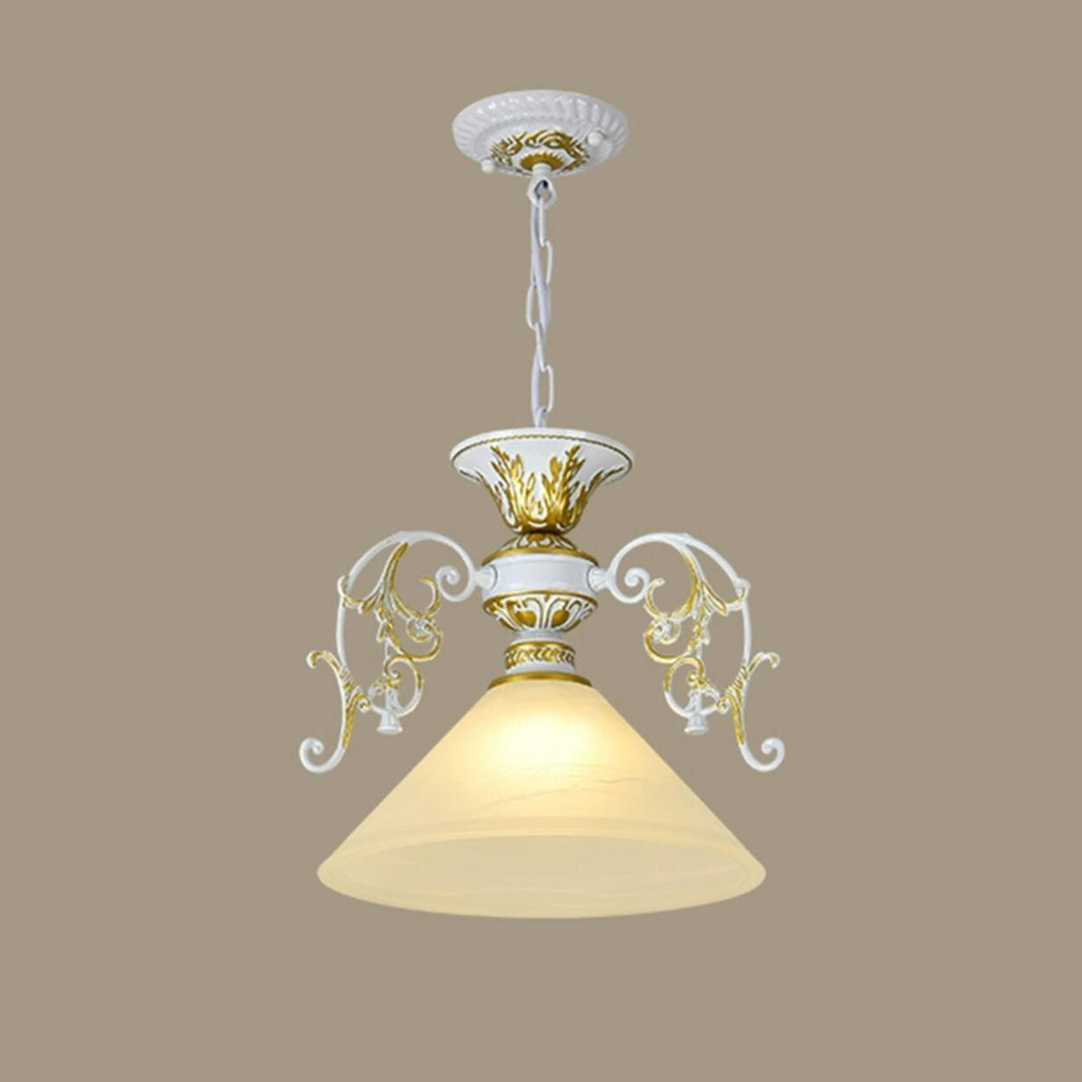 Vintage Black and Gold Floral Living Room Pendant Light Image - 6