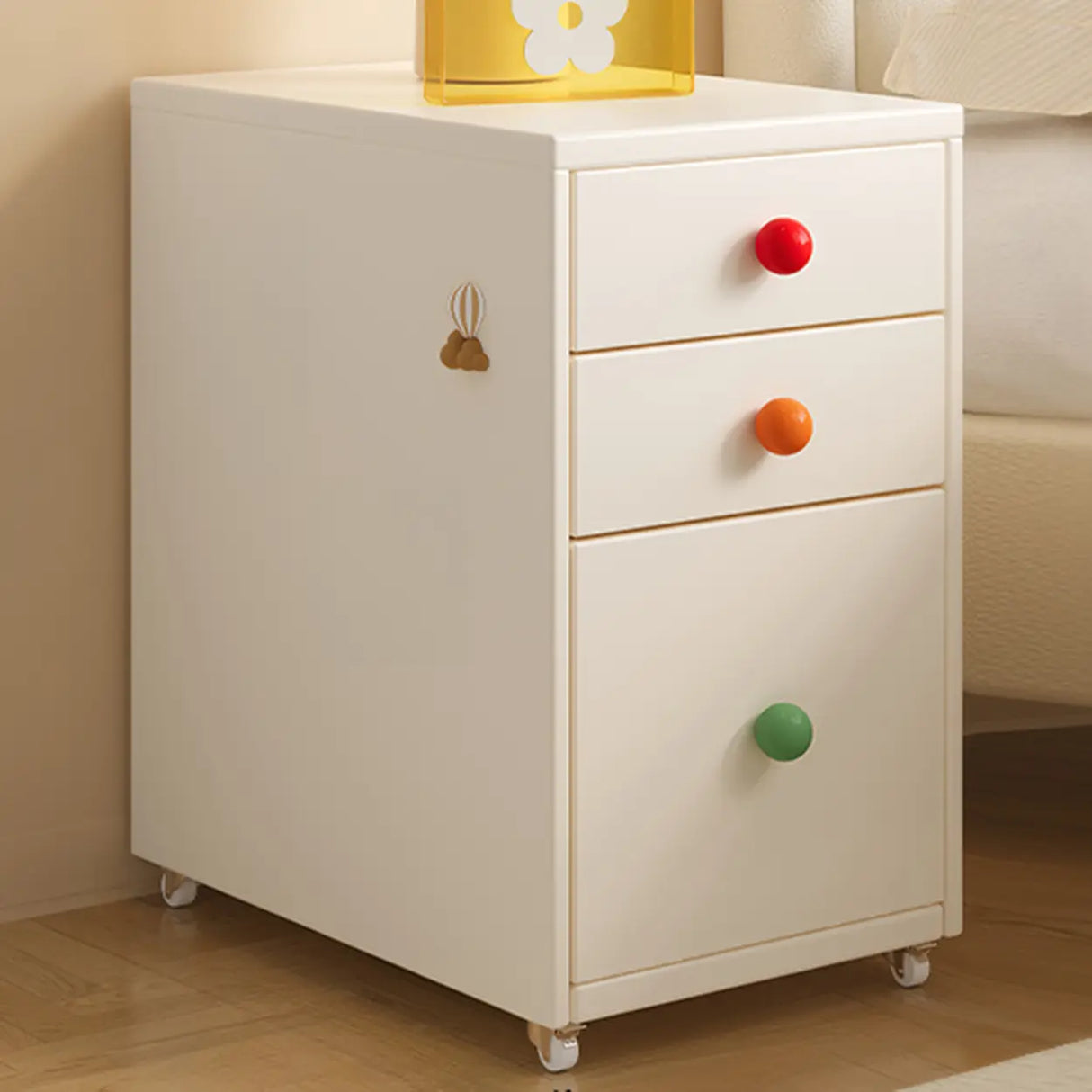 Vintage Black Art Pattern Drawers & Casters Metal Nightstand Image - 11