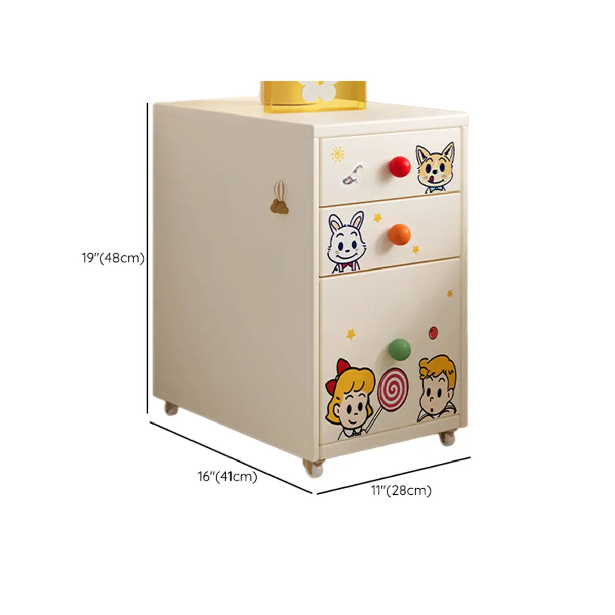 Vintage Black Art Pattern Drawers & Casters Metal Nightstand Image - 20