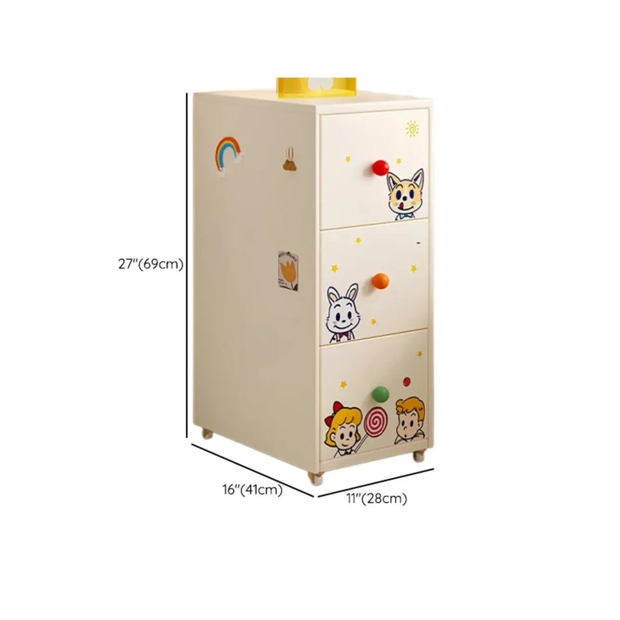 Vintage Black Art Pattern Drawers & Casters Metal Nightstand Image - 21