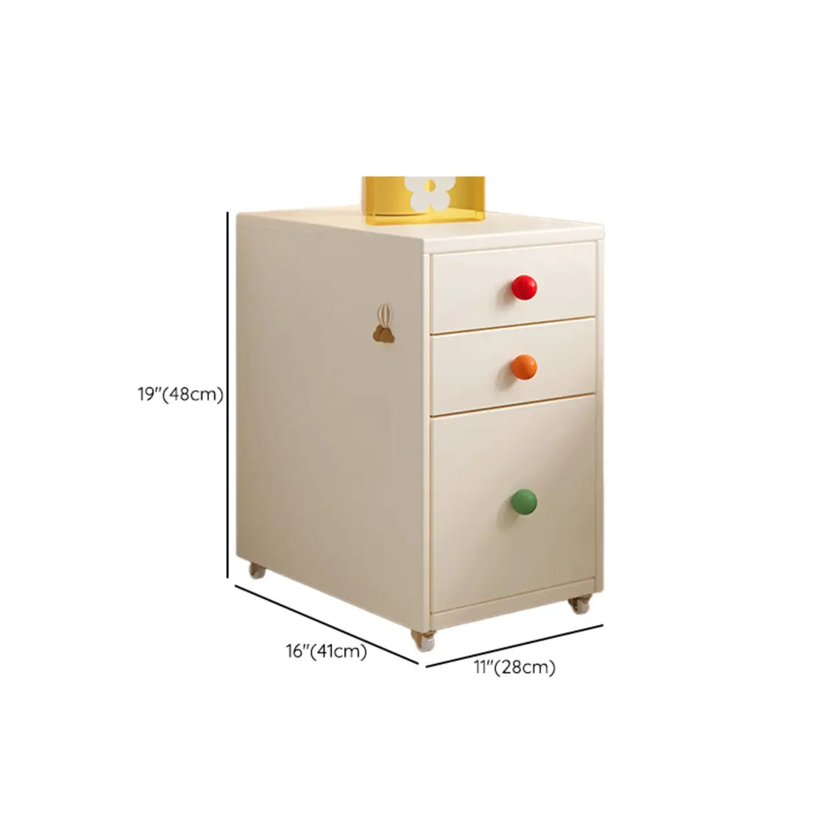 Vintage Black Art Pattern Drawers & Casters Metal Nightstand Image - 22