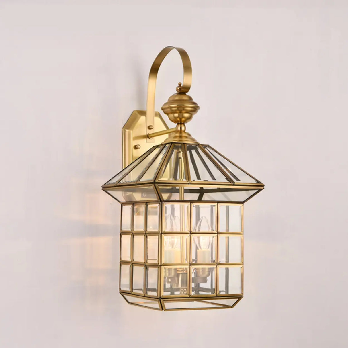 Vintage Black Glass LED Outdoor Wall Lantern Light Image - 13