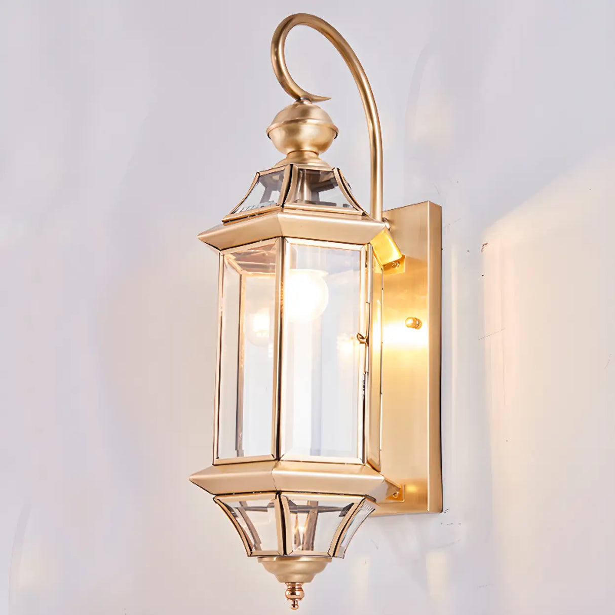 Vintage Black Glass LED Outdoor Wall Lantern Light Image - 14