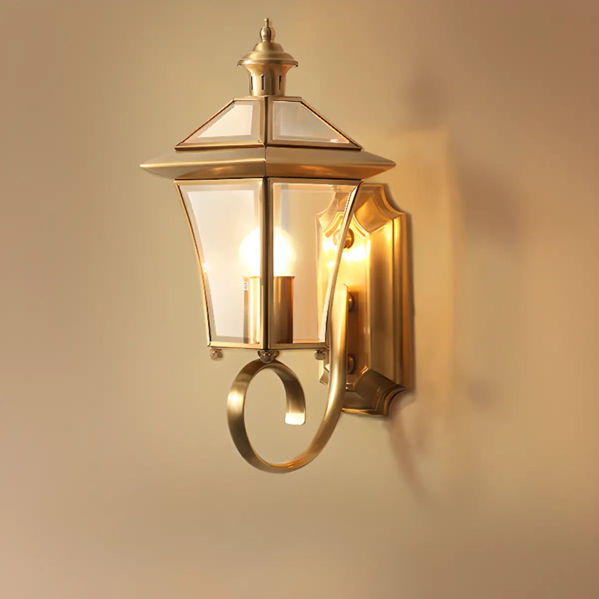 Vintage Black Glass LED Outdoor Wall Lantern Light Image - 5