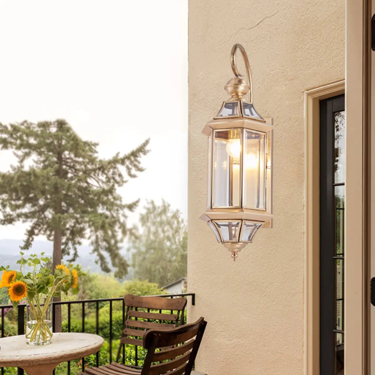 Vintage Black Glass LED Outdoor Wall Lantern Light Image - 8