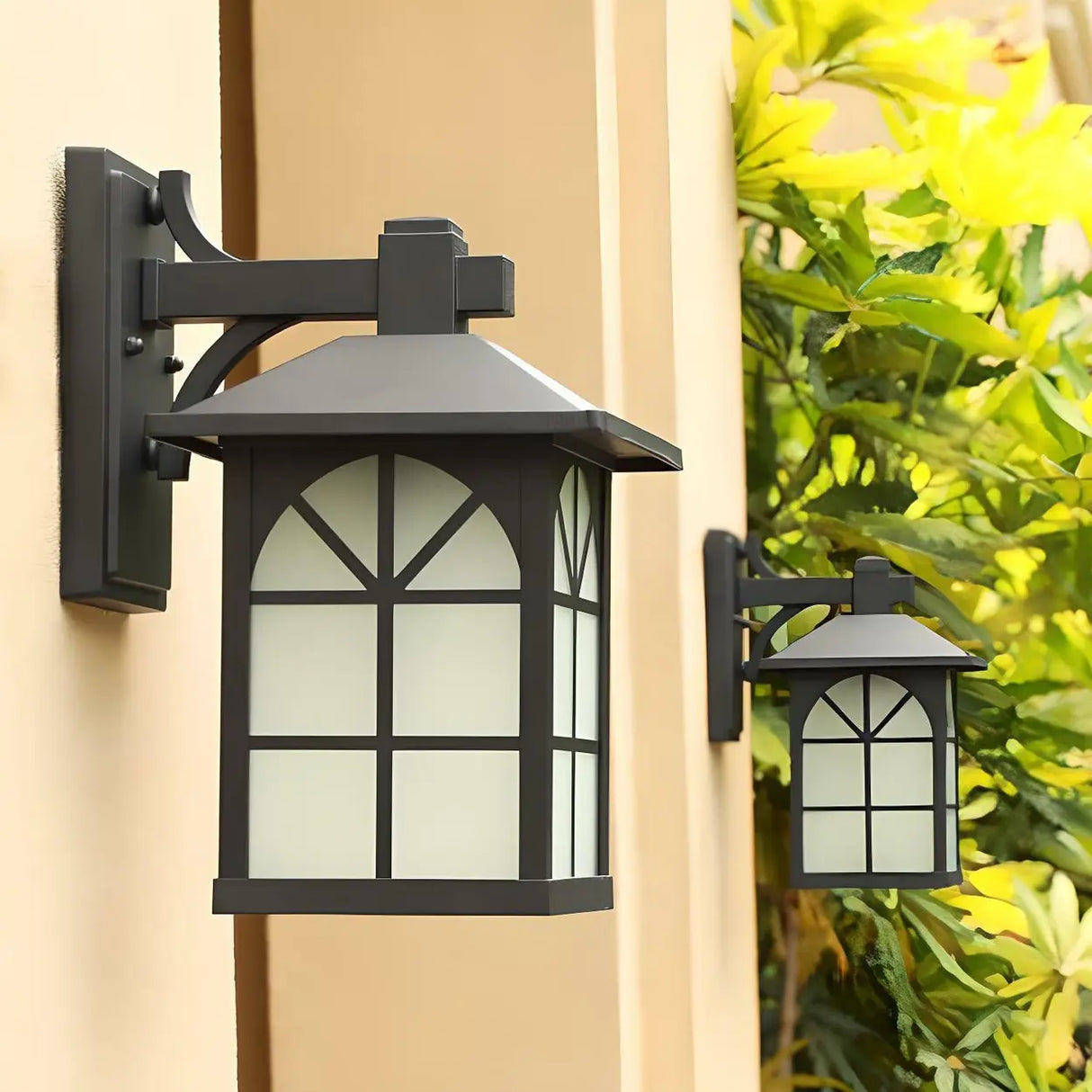 Vintage Black Lantern Metal External Wall Mount Light Image - 11