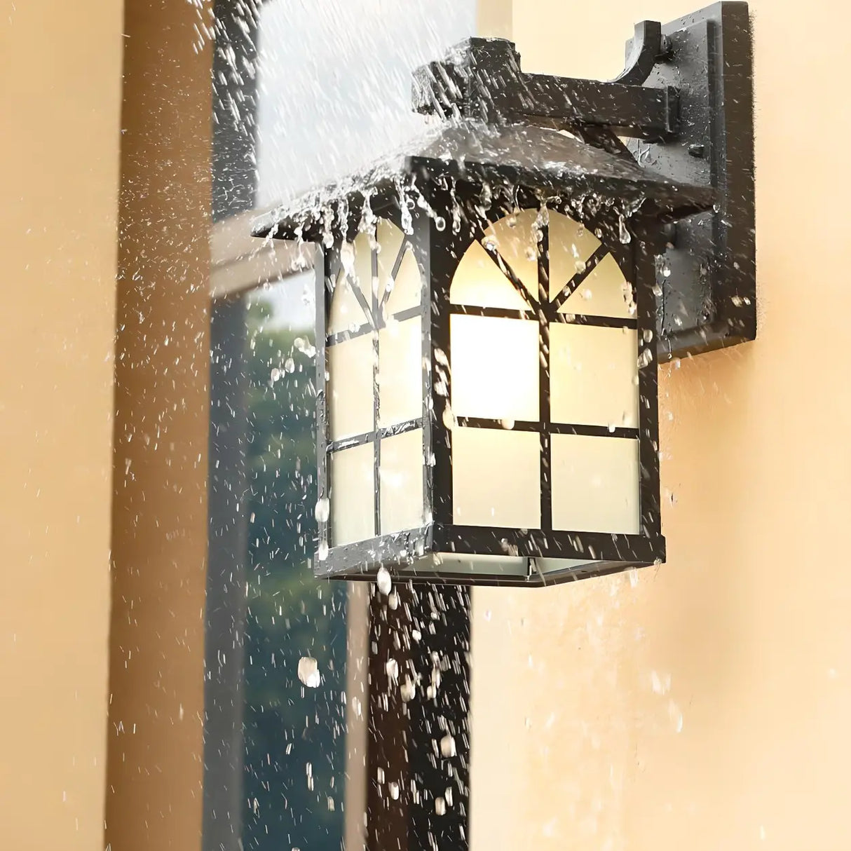 Vintage Black Lantern Metal External Wall Mount Light Image - 4